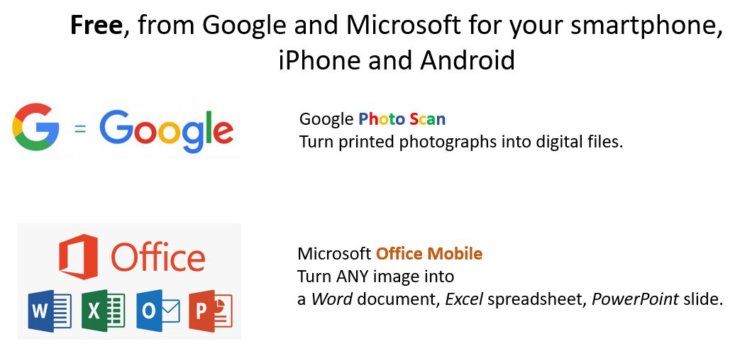 Google Photo Scan, 
Microsoft Office Mobile